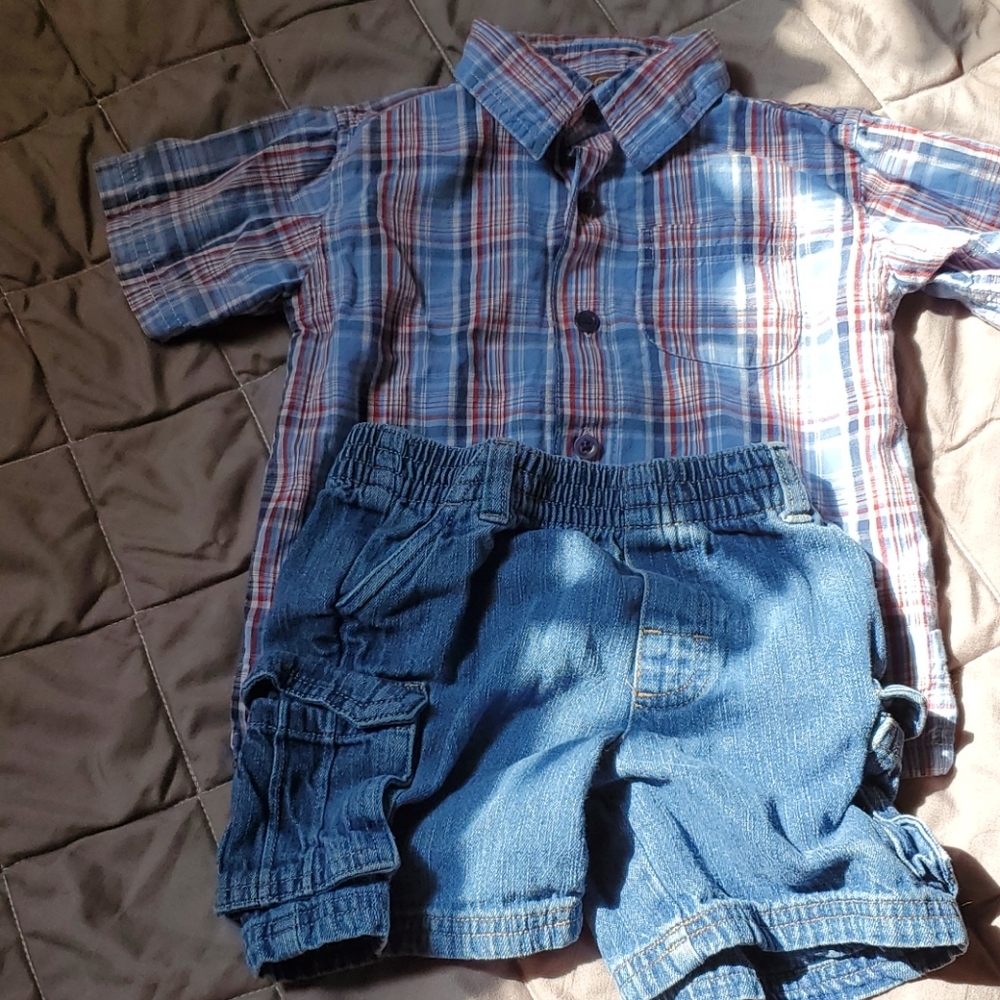 Button Down and Jean Shorts Bundle